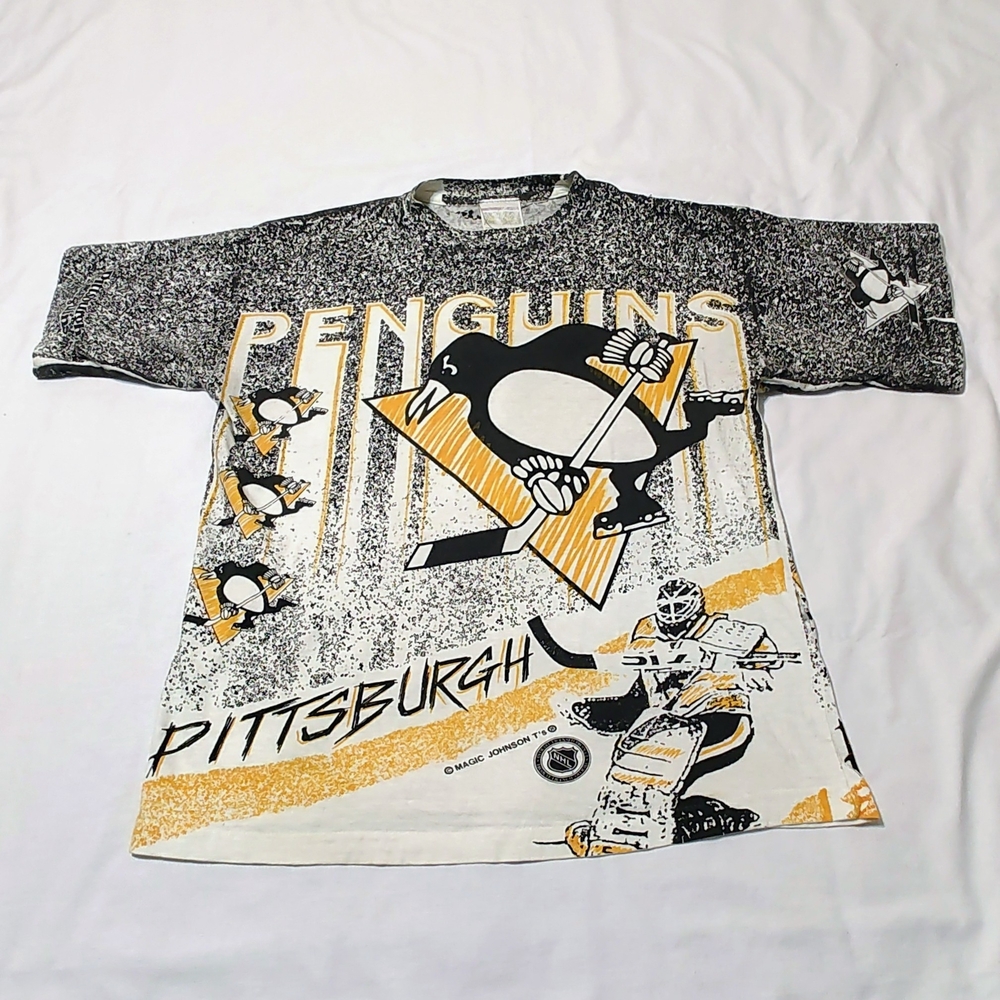 Vintage Magic Johnson T's Penguins Graphic All Over Print T-shirt